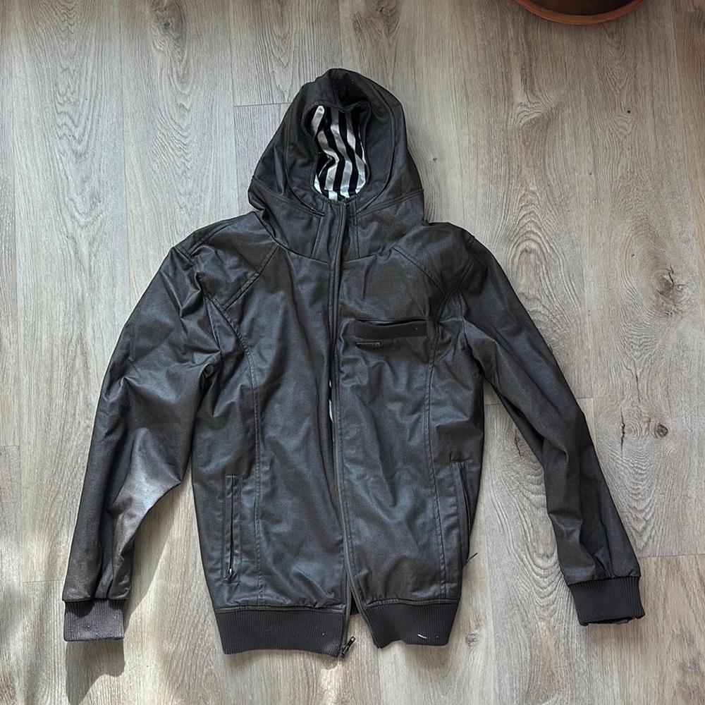 Lira Black Windbreaker Jacket with Hood and Slim Fit